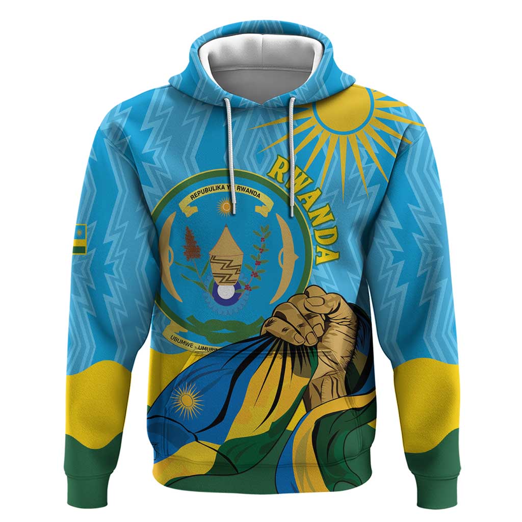 Personalized Rwanda Independence Day Hoodie Coat Of Arms Imigongo Pattern LT15