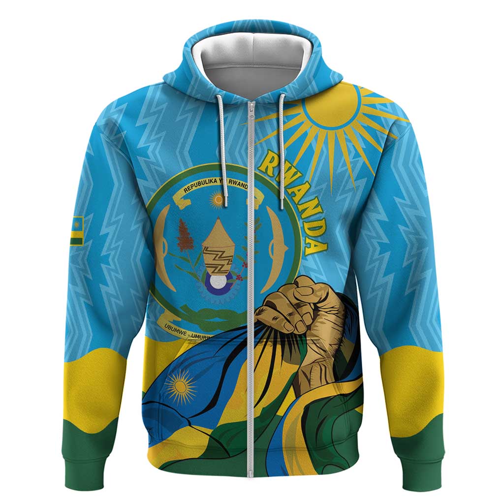 Personalized Rwanda Independence Day Hoodie Coat Of Arms Imigongo Pattern LT15