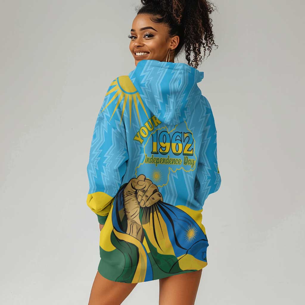 Personalized Happy Rwanda Independence Day Hoodie Dress Coat Of Arms With Map LT15
