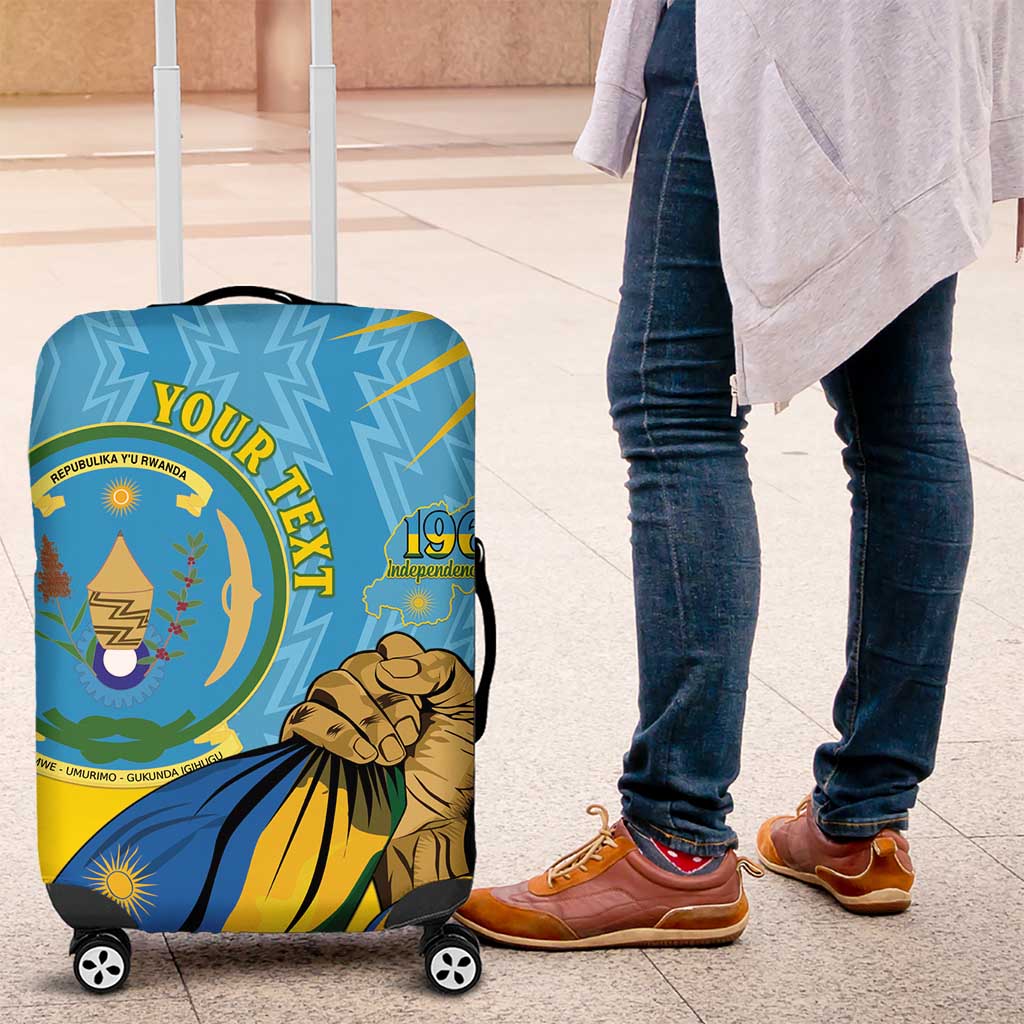 Personalized Rwanda Independence Day Luggage Cover Coat Of Arms Imigongo Pattern LT15