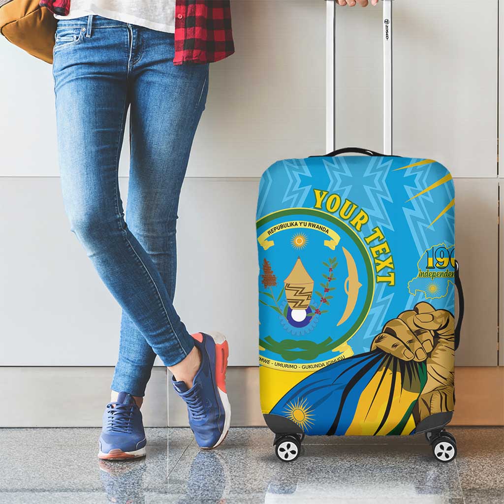 Personalized Rwanda Independence Day Luggage Cover Coat Of Arms Imigongo Pattern LT15