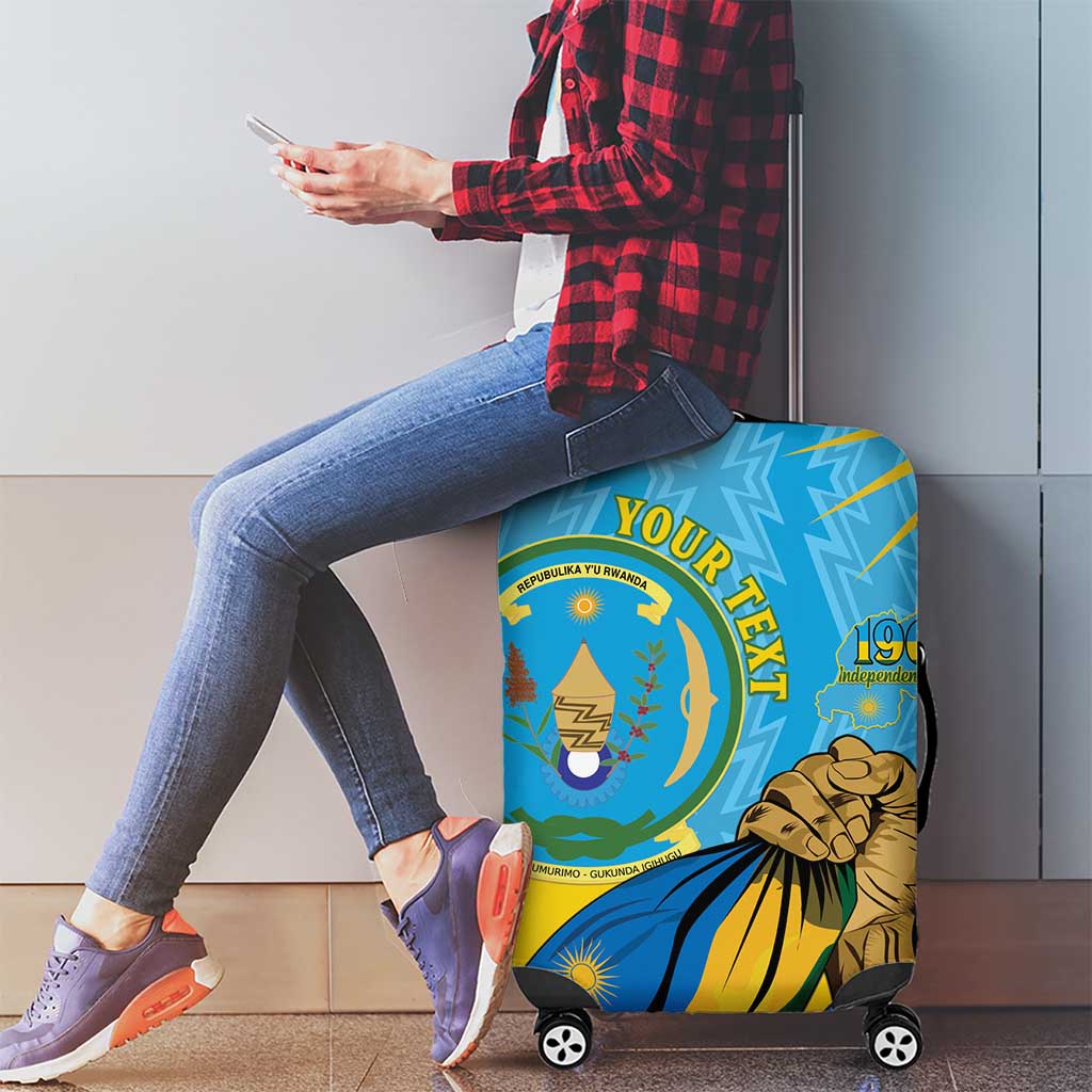 Personalized Rwanda Independence Day Luggage Cover Coat Of Arms Imigongo Pattern LT15