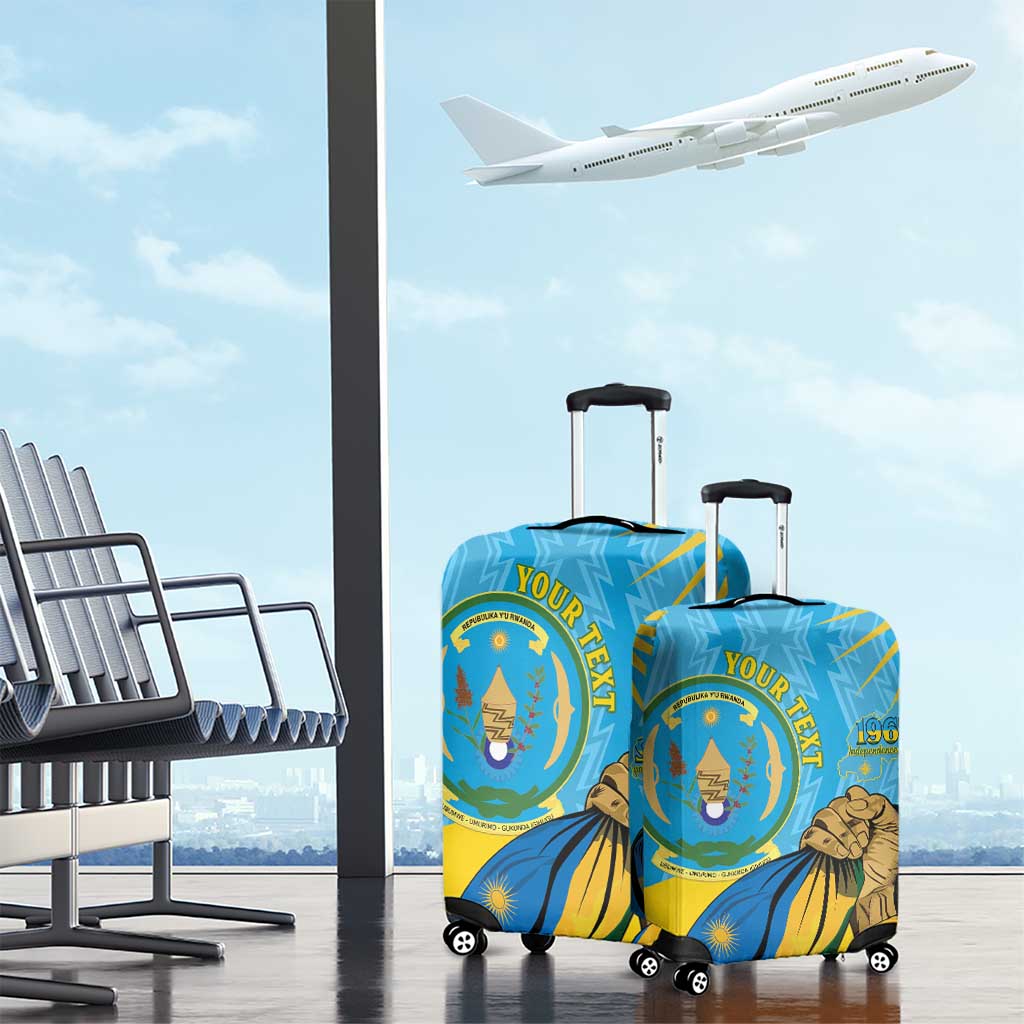 Personalized Rwanda Independence Day Luggage Cover Coat Of Arms Imigongo Pattern LT15