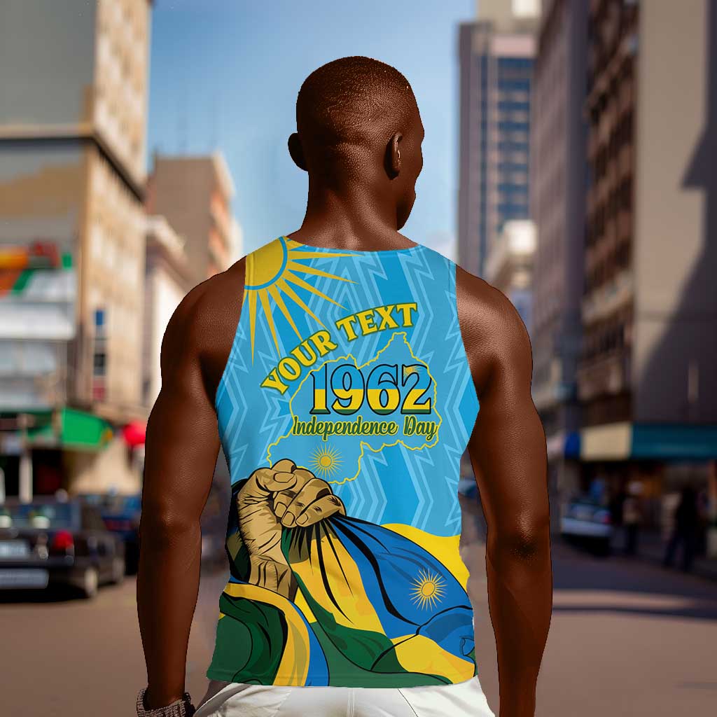 Personalized Happy Rwanda Independence Day Men Tank Top Coat Of Arms With Map LT15