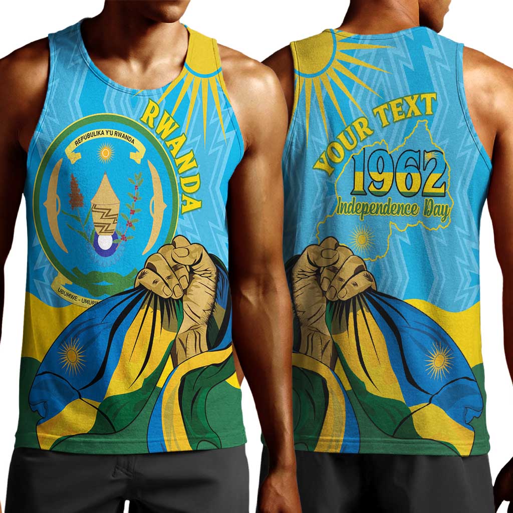 Personalized Happy Rwanda Independence Day Men Tank Top Coat Of Arms With Map LT15