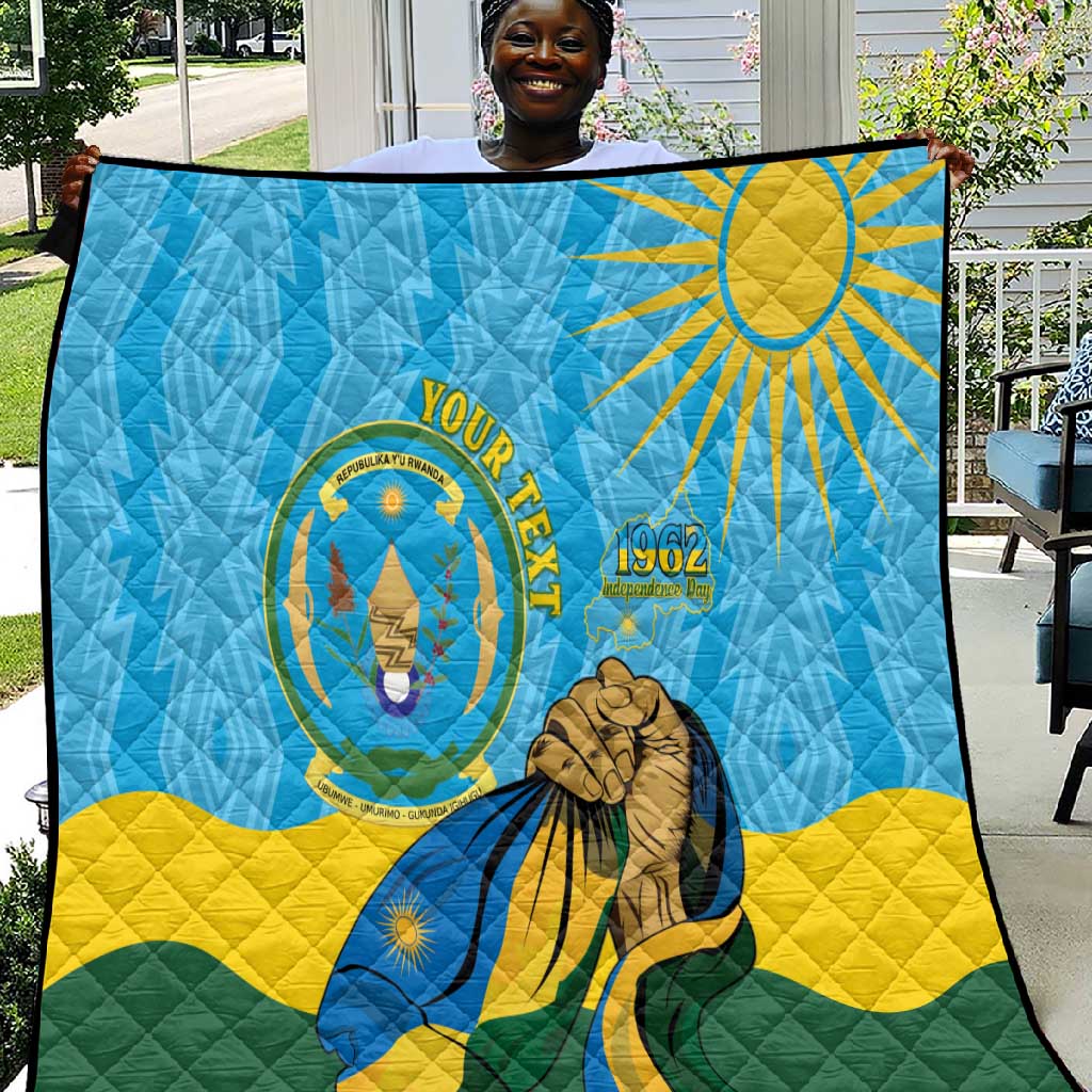 Personalized Happy Rwanda Independence Day Quilt Coat Of Arms With Map LT15