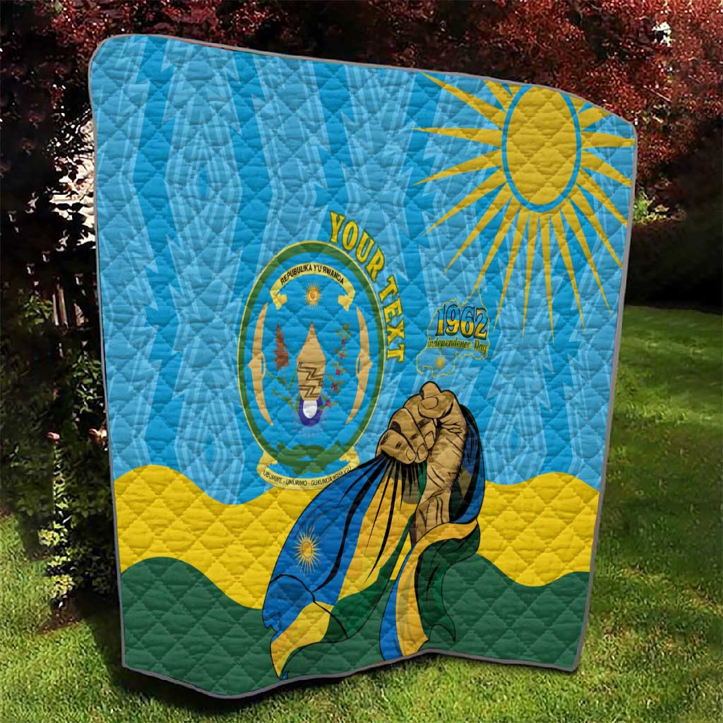 Personalized Happy Rwanda Independence Day Quilt Coat Of Arms With Map LT15