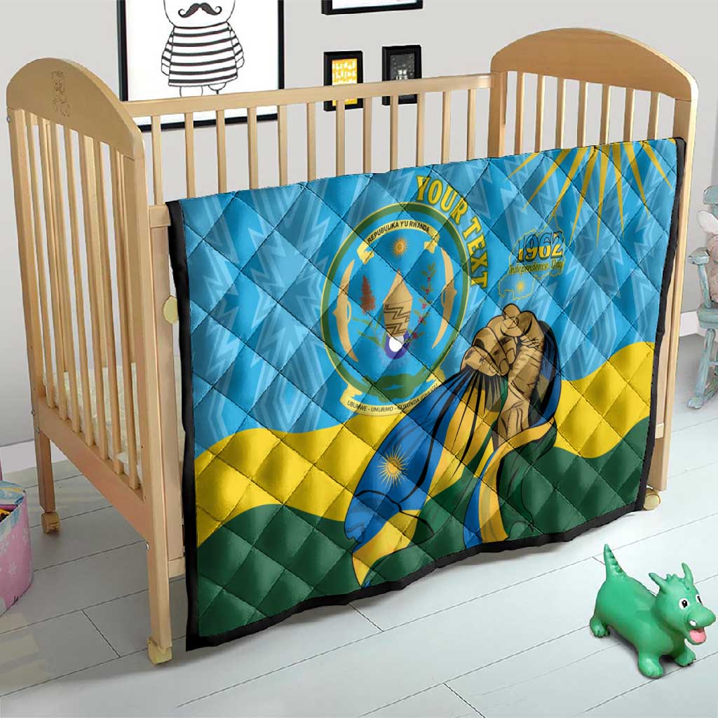 Personalized Happy Rwanda Independence Day Quilt Coat Of Arms With Map LT15