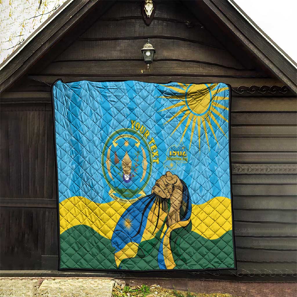 Personalized Happy Rwanda Independence Day Quilt Coat Of Arms With Map LT15