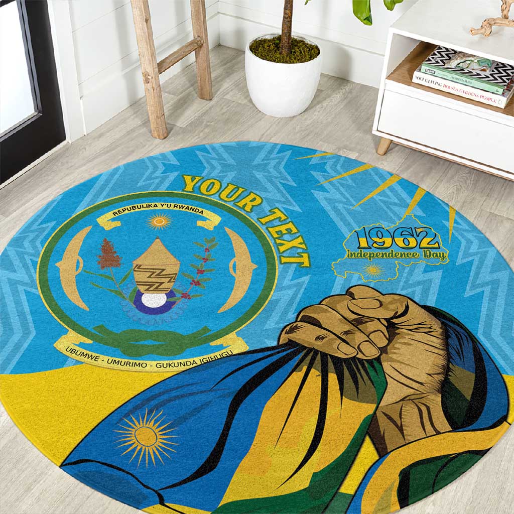 Personalized Happy Rwanda Independence Day Round Carpet Coat Of Arms With Map LT15