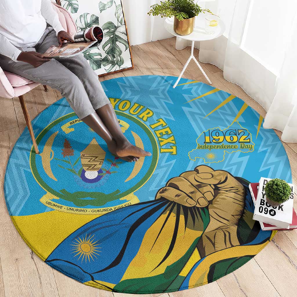 Personalized Happy Rwanda Independence Day Round Carpet Coat Of Arms With Map LT15