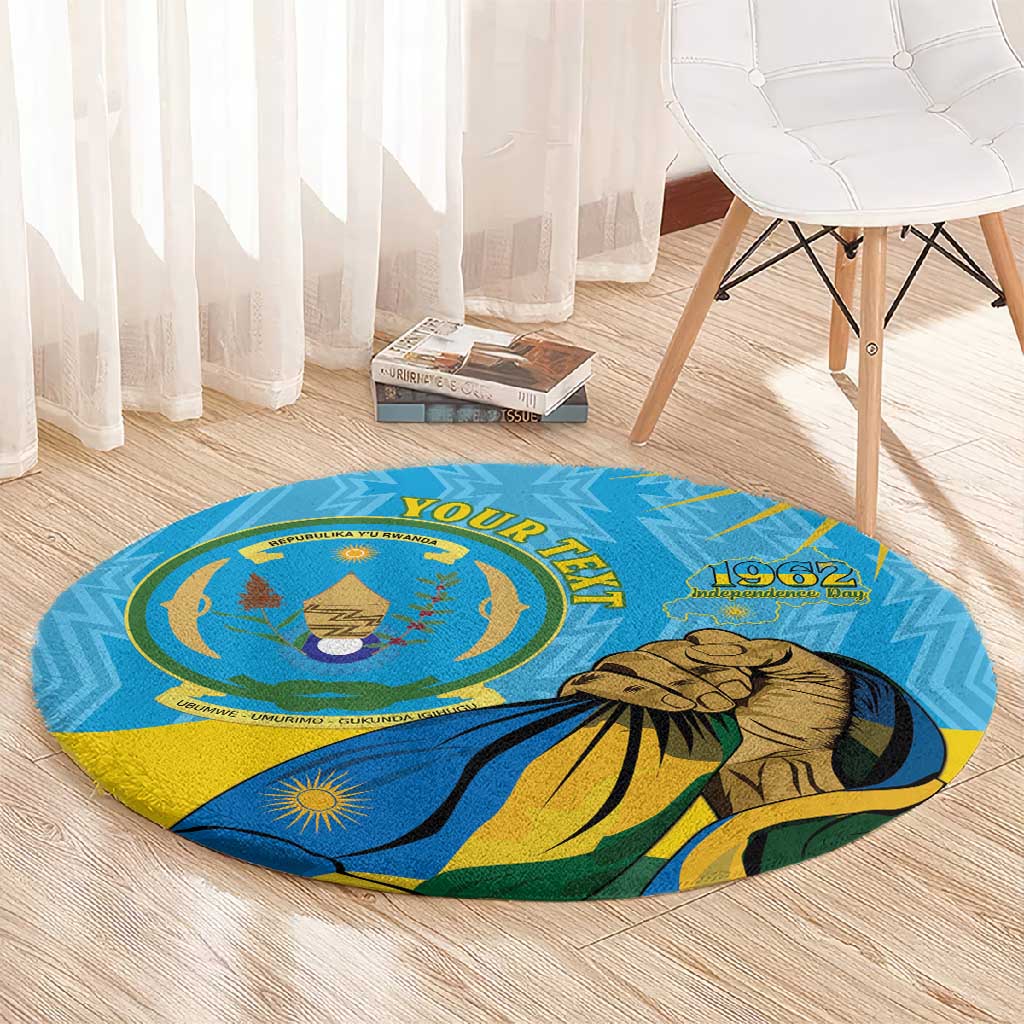 Personalized Happy Rwanda Independence Day Round Carpet Coat Of Arms With Map LT15