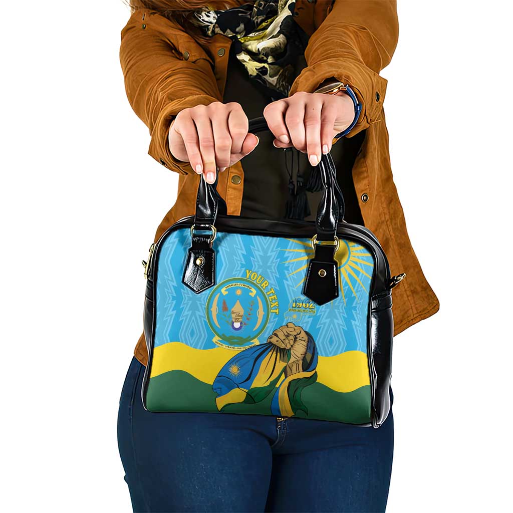 Personalized Rwanda Independence Day Shoulder Handbag Coat Of Arms Imigongo Pattern LT15