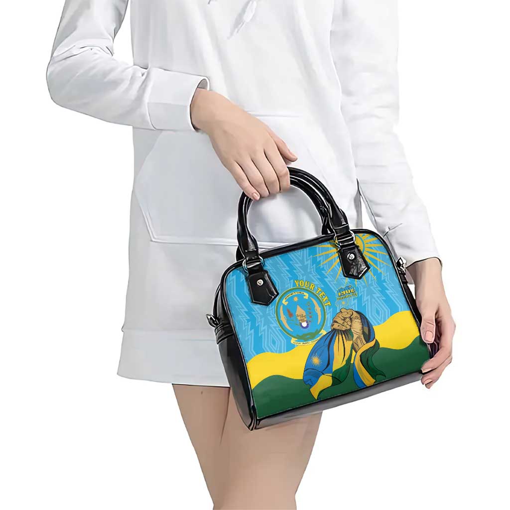 Personalized Rwanda Independence Day Shoulder Handbag Coat Of Arms Imigongo Pattern LT15