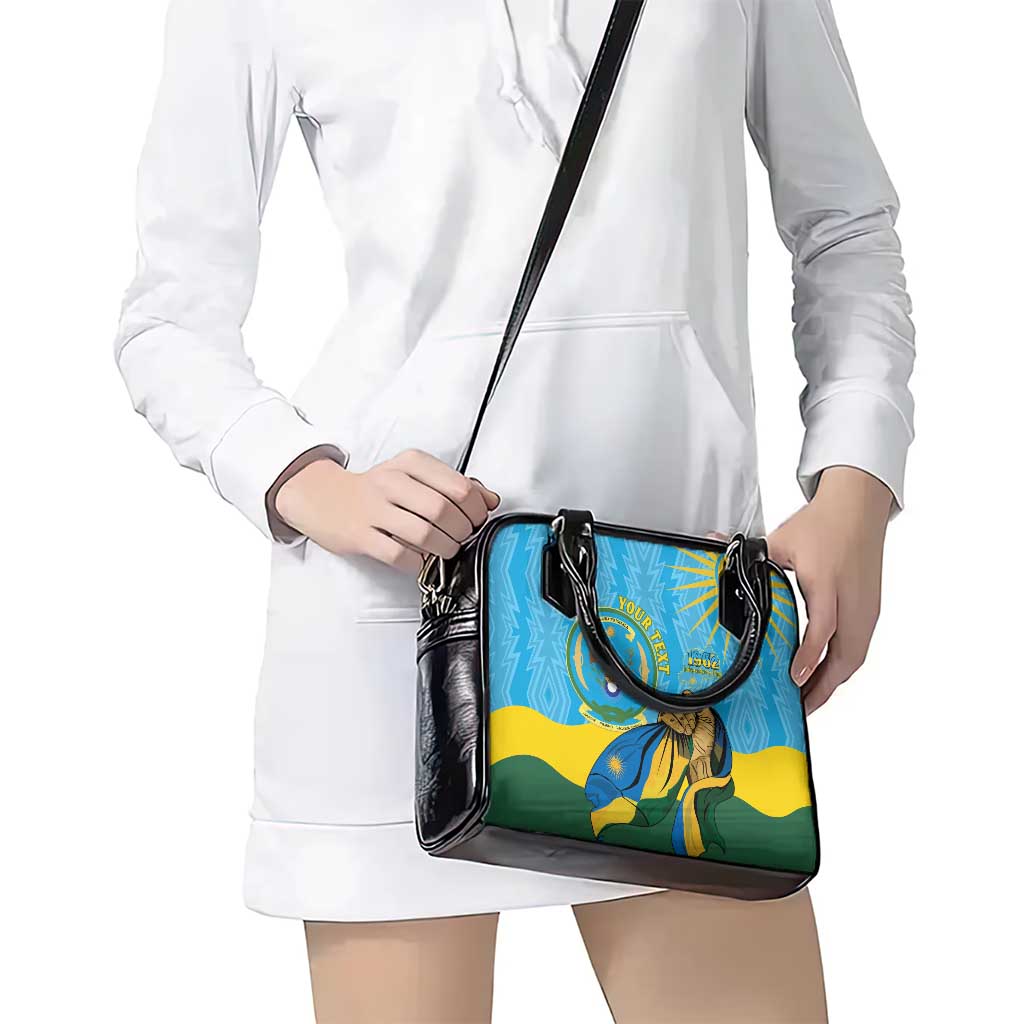Personalized Rwanda Independence Day Shoulder Handbag Coat Of Arms Imigongo Pattern LT15