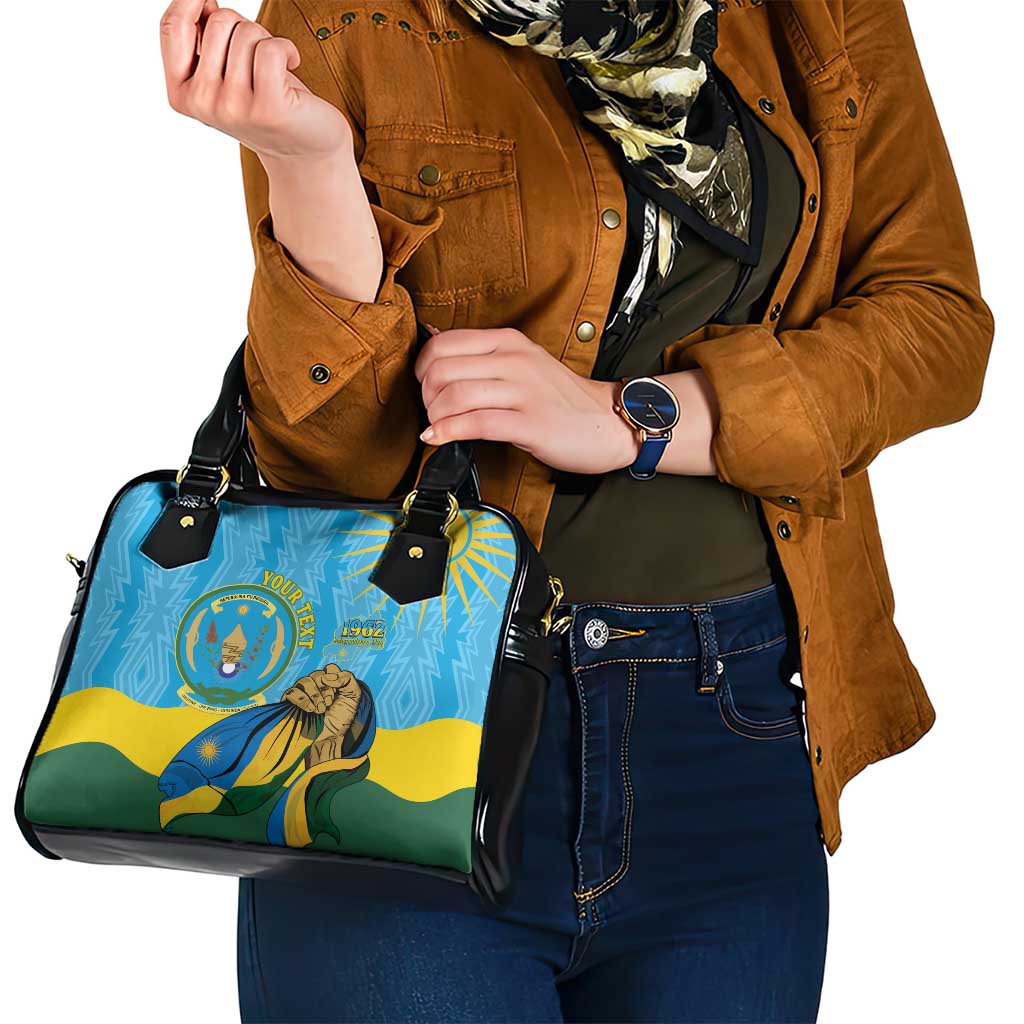 Personalized Rwanda Independence Day Shoulder Handbag Coat Of Arms Imigongo Pattern LT15