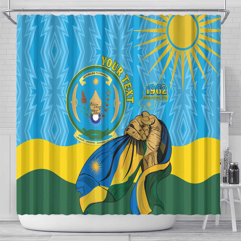 Personalized Rwanda Independence Day Shower Curtain Coat Of Arms Imigongo Pattern LT15