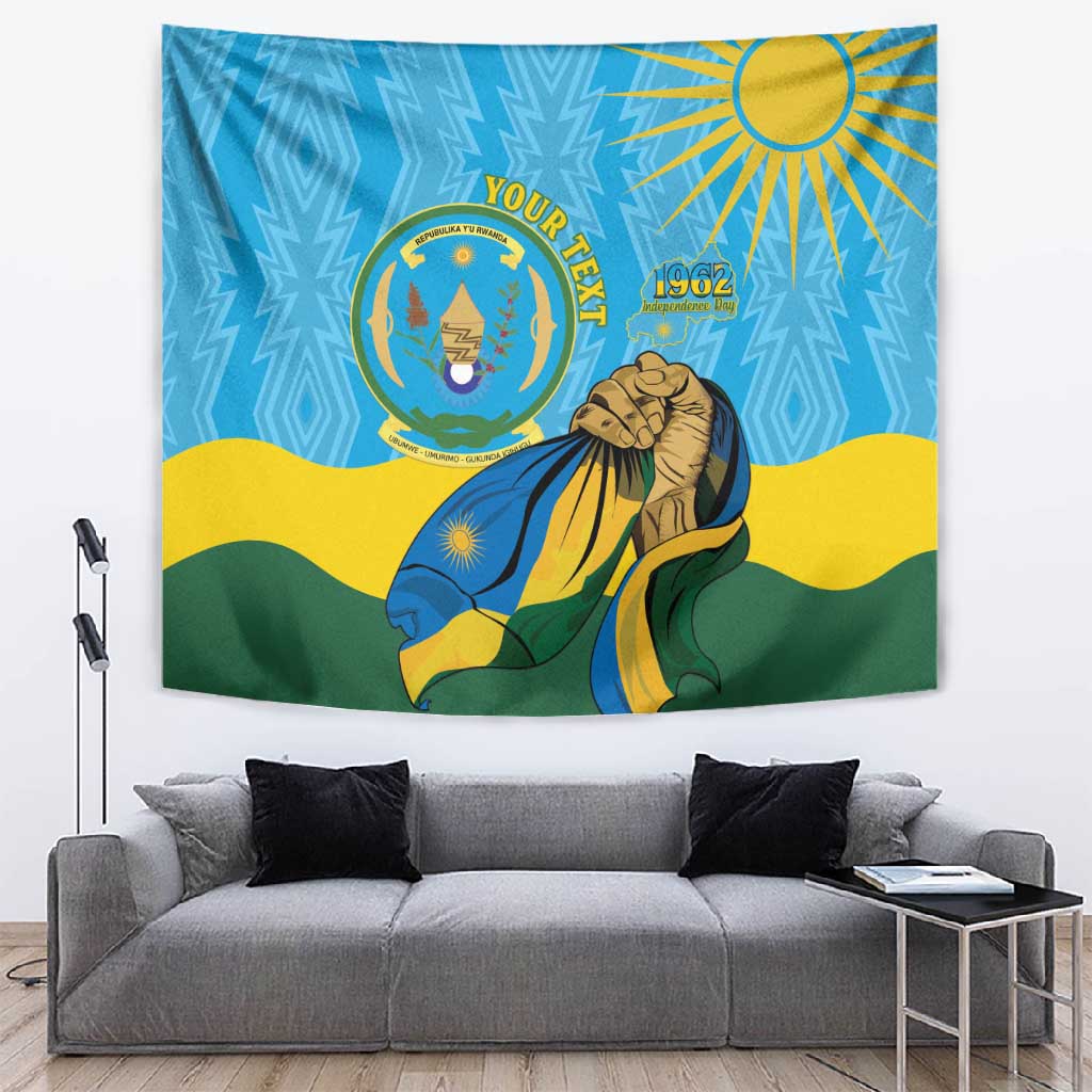 Personalized Happy Rwanda Independence Day Tapestry Coat Of Arms With Map LT15