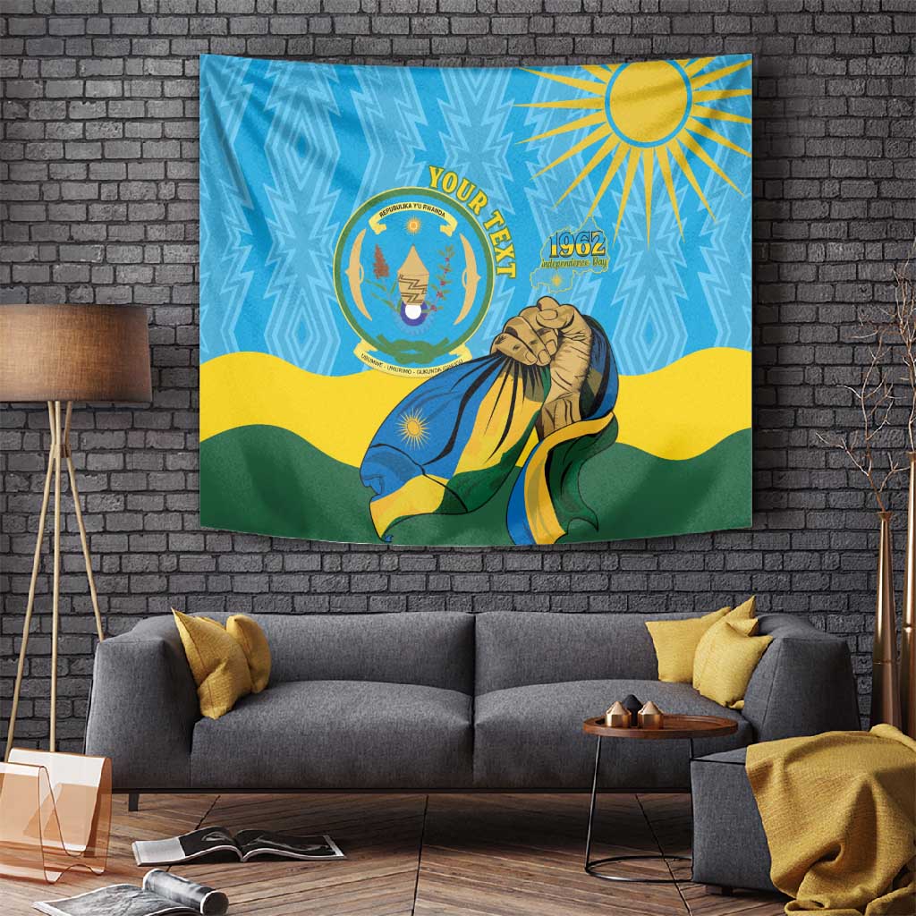 Personalized Happy Rwanda Independence Day Tapestry Coat Of Arms With Map LT15