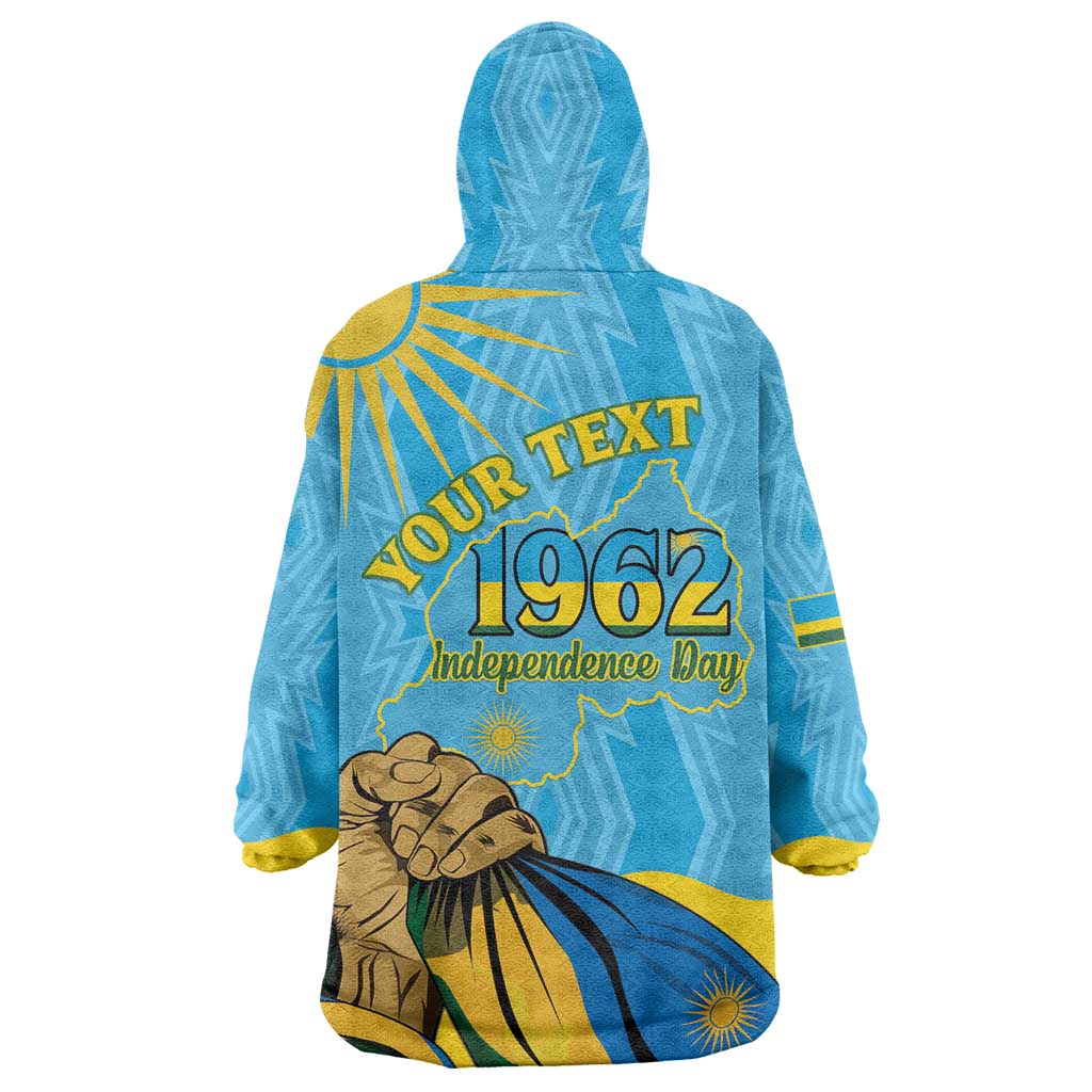 Personalized Happy Rwanda Independence Day Wearable Blanket Hoodie Coat Of Arms With Map LT15