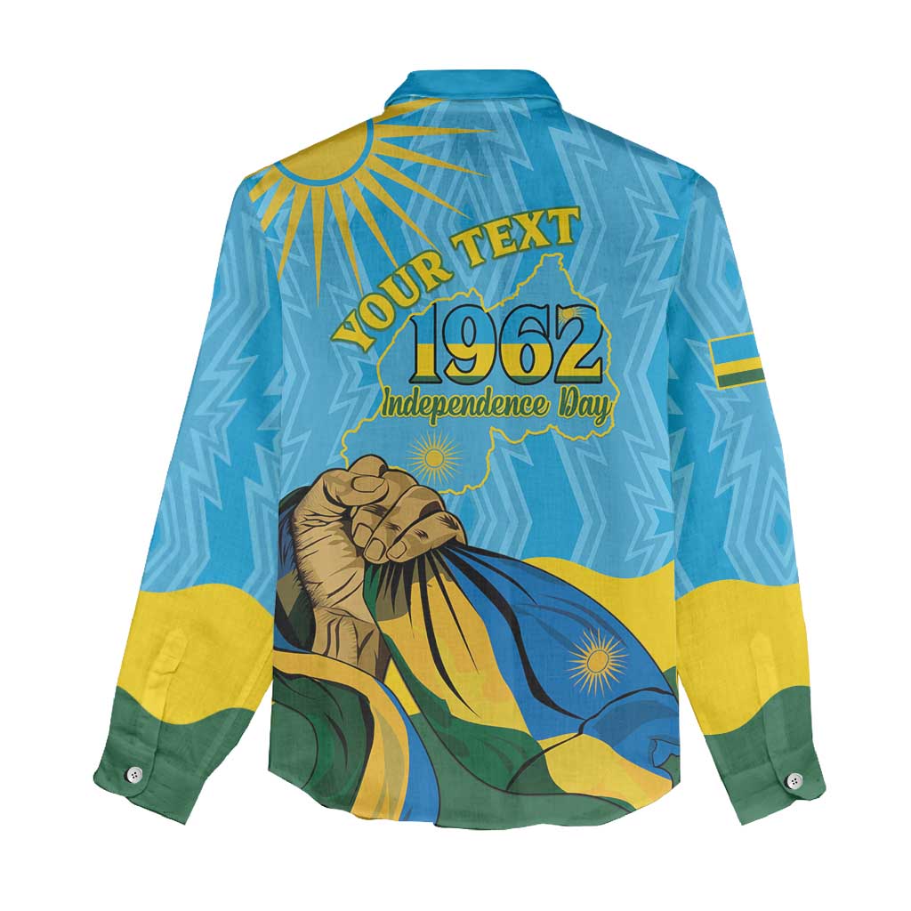 Personalized Happy Rwanda Independence Day Women Casual Shirt Coat Of Arms With Map LT15