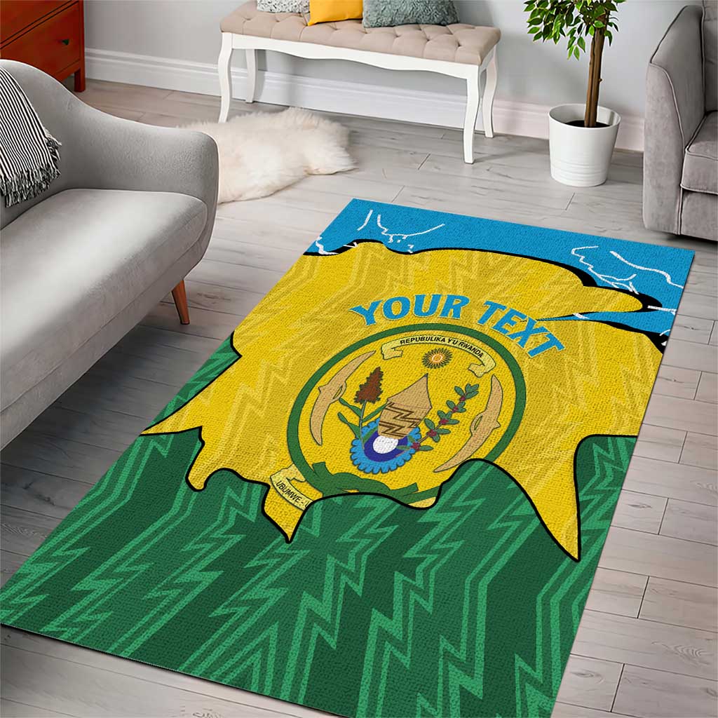 Personalized Jamhuri ya Rwanda Area Rug Coat Of Arms Imigongo Pattern LT15