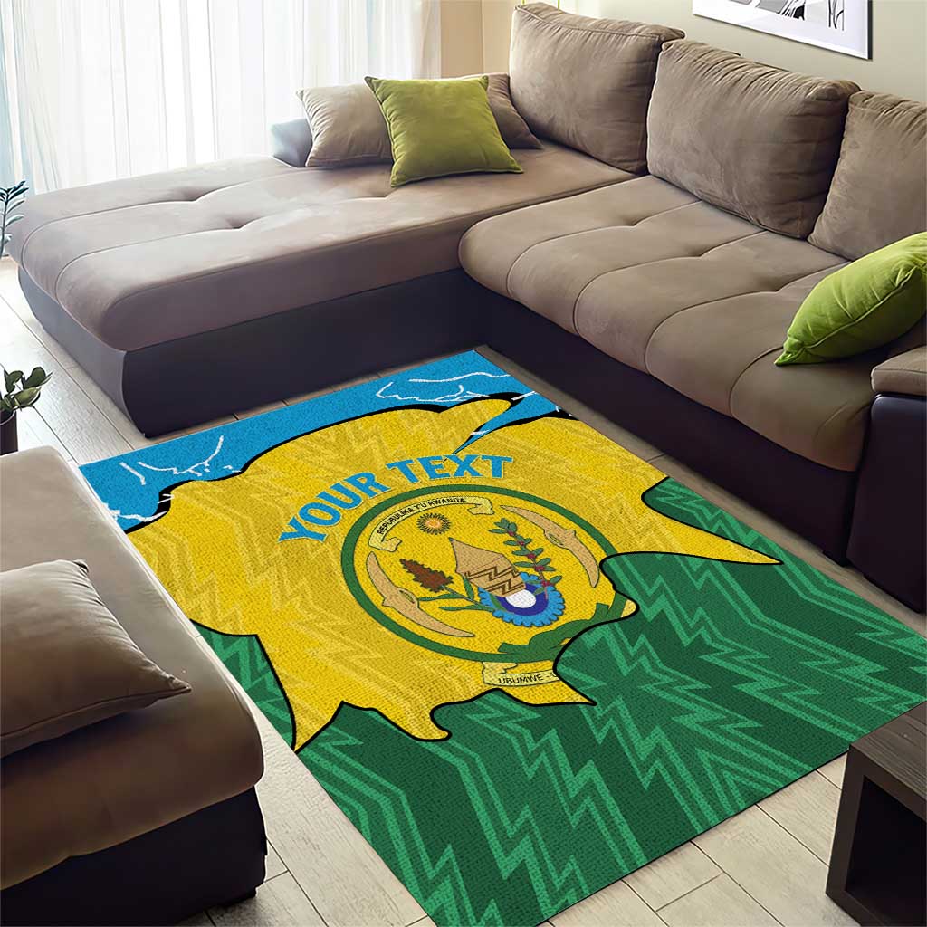 Personalized Jamhuri ya Rwanda Area Rug Coat Of Arms Imigongo Pattern LT15