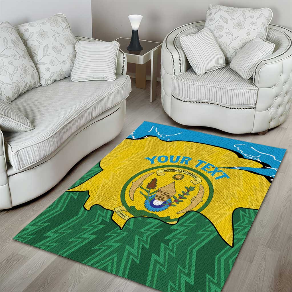 Personalized Jamhuri ya Rwanda Area Rug Coat Of Arms Imigongo Pattern LT15