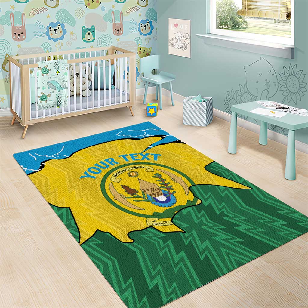 Personalized Jamhuri ya Rwanda Area Rug Coat Of Arms Imigongo Pattern LT15