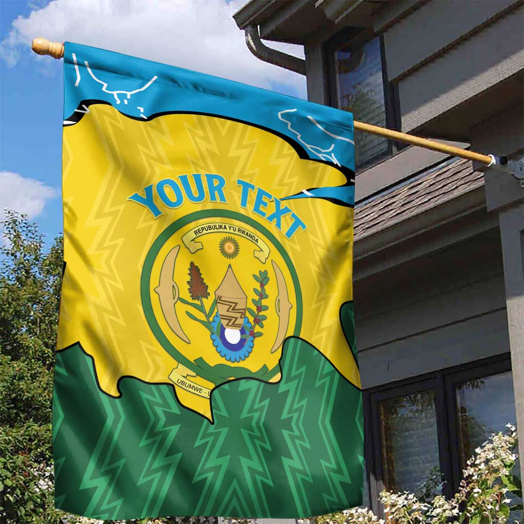 Personalized Jamhuri ya Rwanda Garden Flag Coat Of Arms Imigongo Pattern LT15