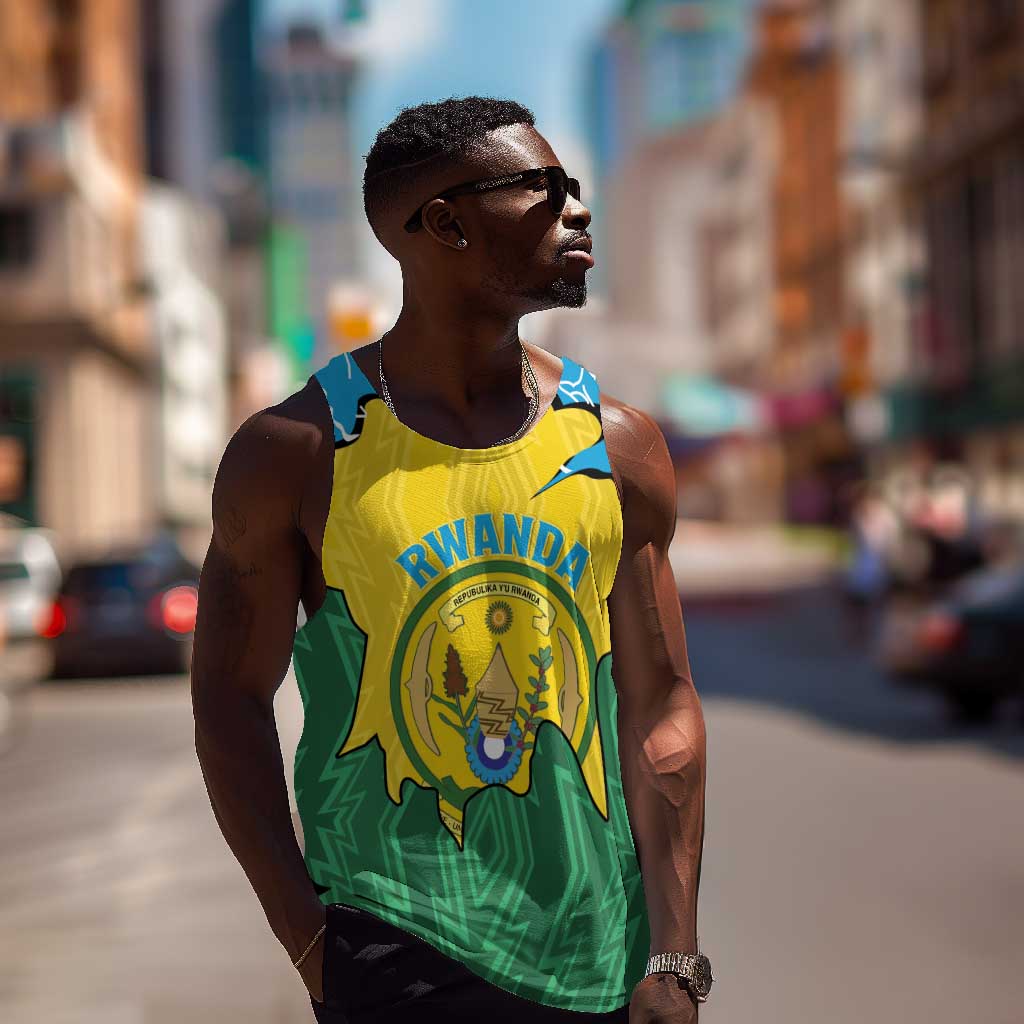 Personalized Jamhuri ya Rwanda Men Tank Top Coat Of Arms Imigongo Pattern LT15