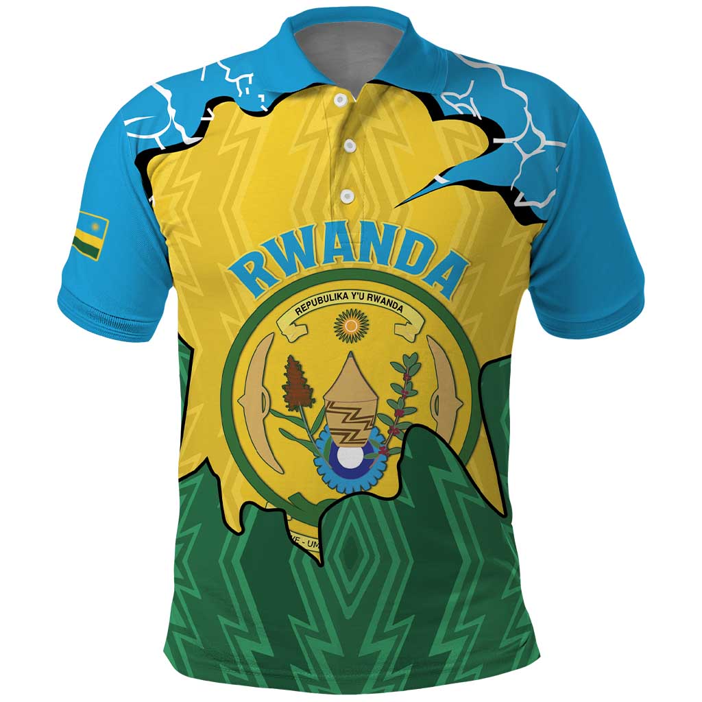 Personalized Rwanda Polo Shirt Coat Of Arms Imigongo Pattern - Sporty Style LT15