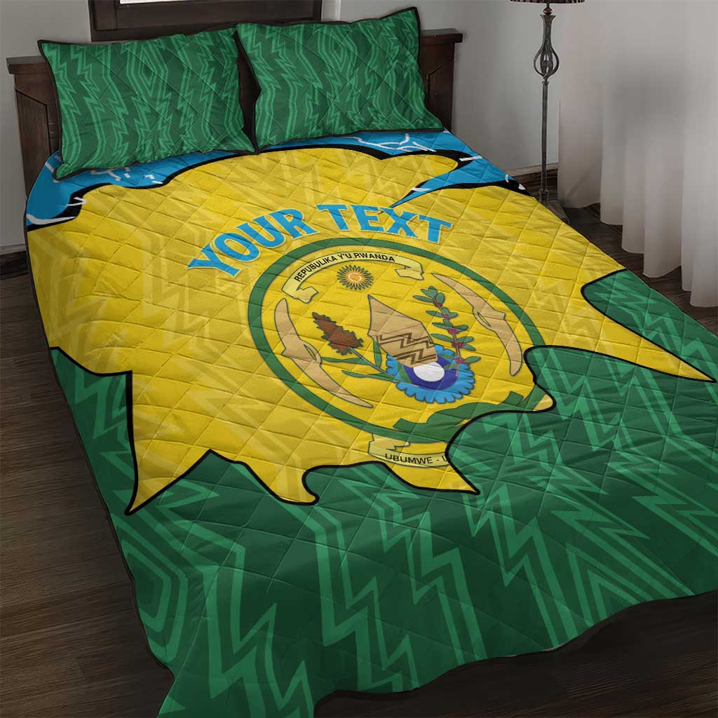Personalized Jamhuri ya Rwanda Quilt Bed Set Coat Of Arms Imigongo Pattern LT15