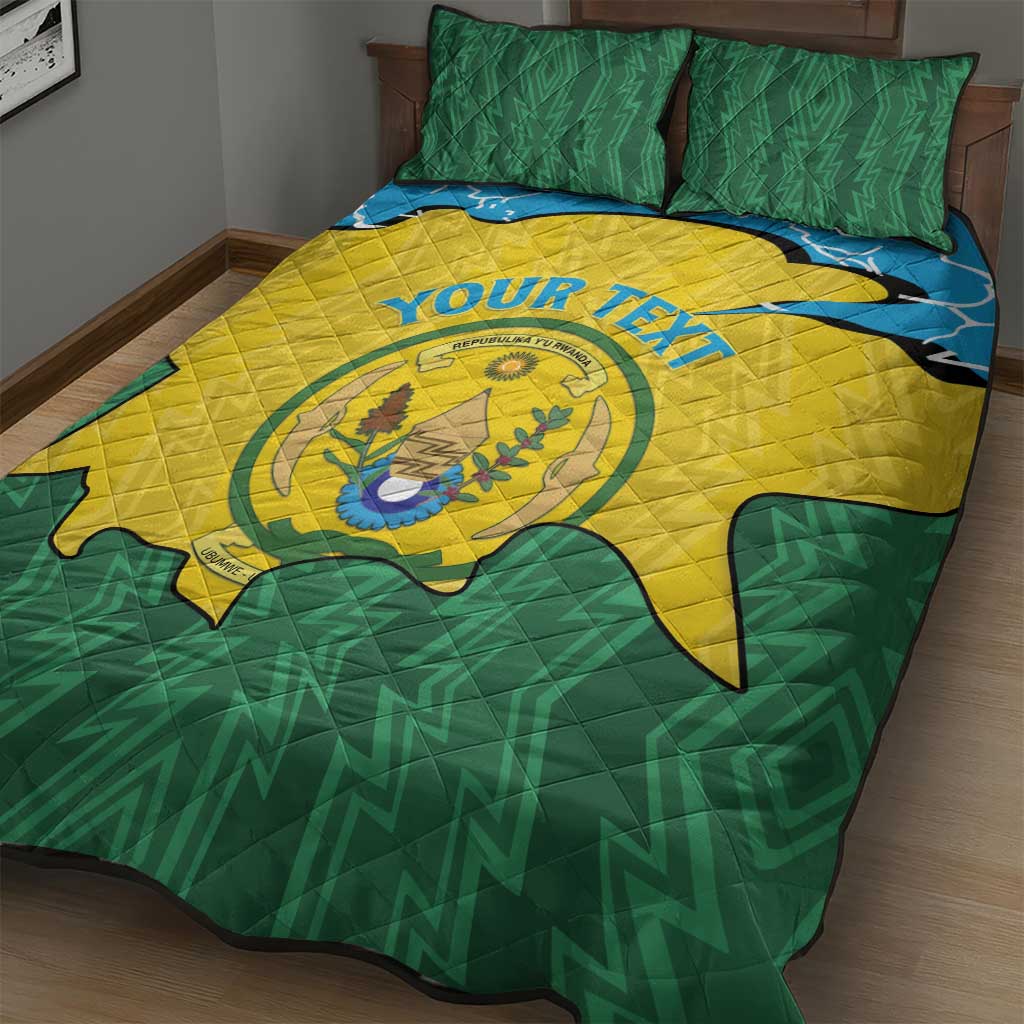 Personalized Jamhuri ya Rwanda Quilt Bed Set Coat Of Arms Imigongo Pattern LT15