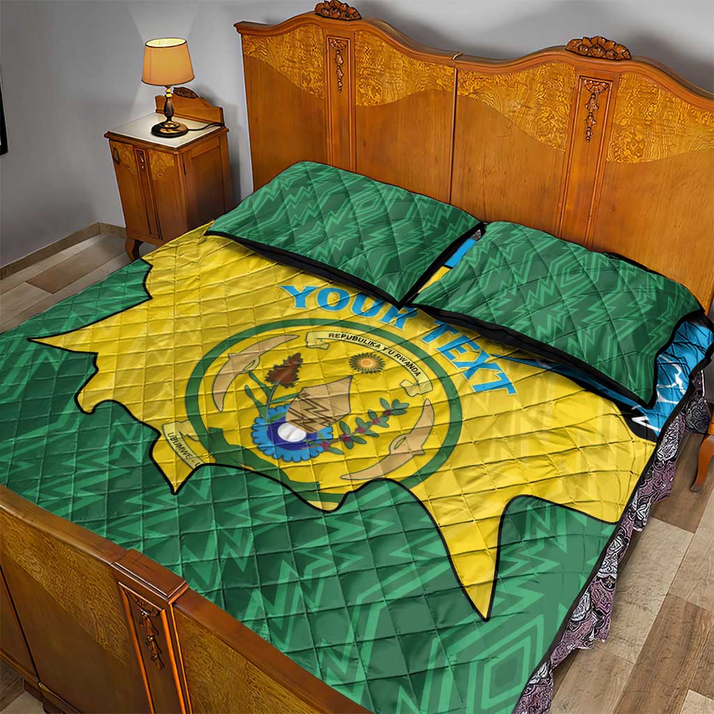 Personalized Jamhuri ya Rwanda Quilt Bed Set Coat Of Arms Imigongo Pattern LT15
