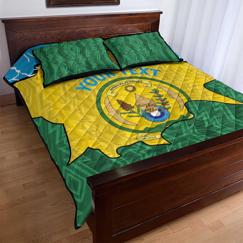 Personalized Jamhuri ya Rwanda Quilt Bed Set Coat Of Arms Imigongo Pattern LT15