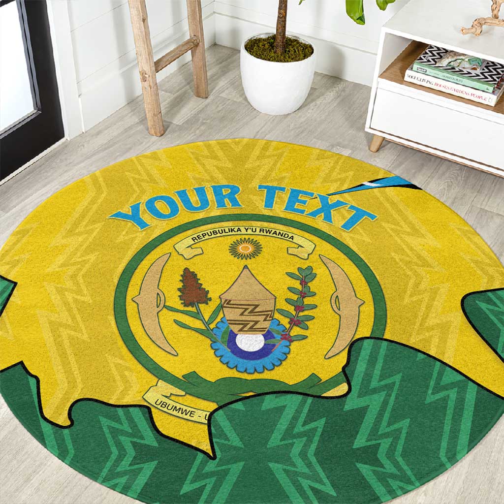 Personalized Jamhuri ya Rwanda Round Carpet Coat Of Arms Imigongo Pattern LT15
