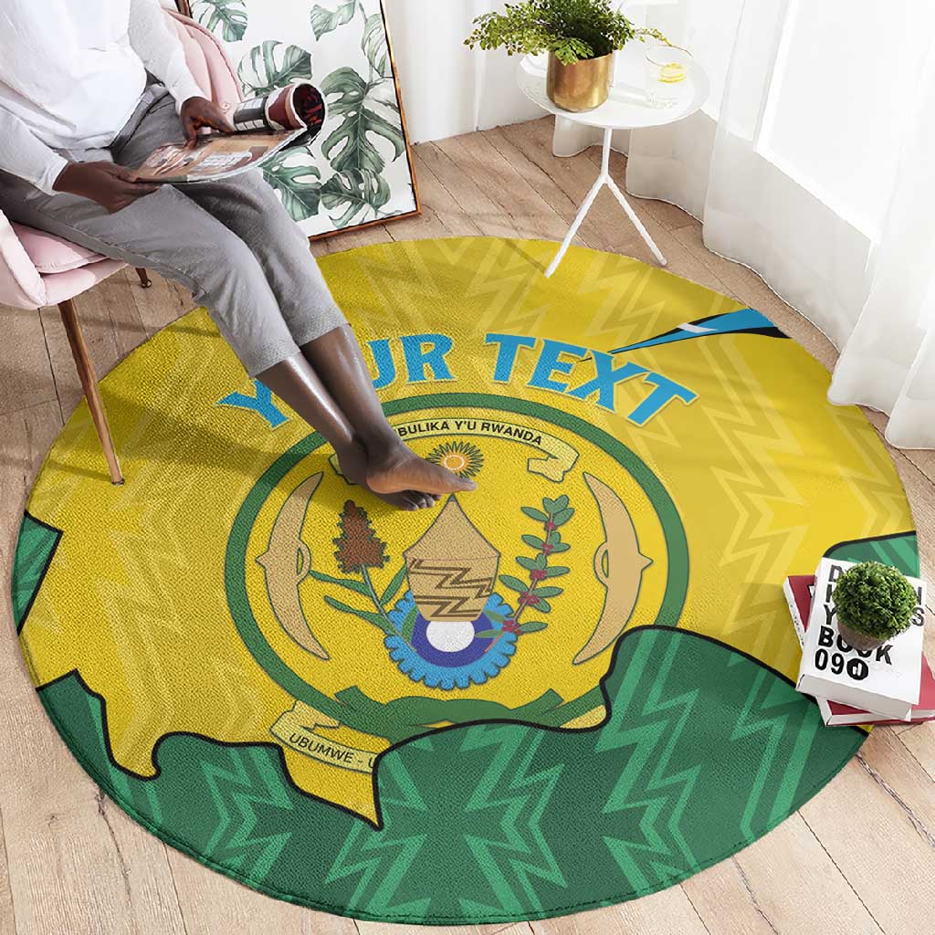 Personalized Jamhuri ya Rwanda Round Carpet Coat Of Arms Imigongo Pattern LT15