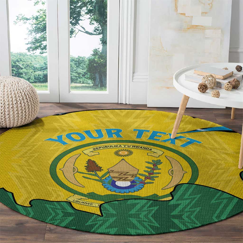 Personalized Jamhuri ya Rwanda Round Carpet Coat Of Arms Imigongo Pattern LT15