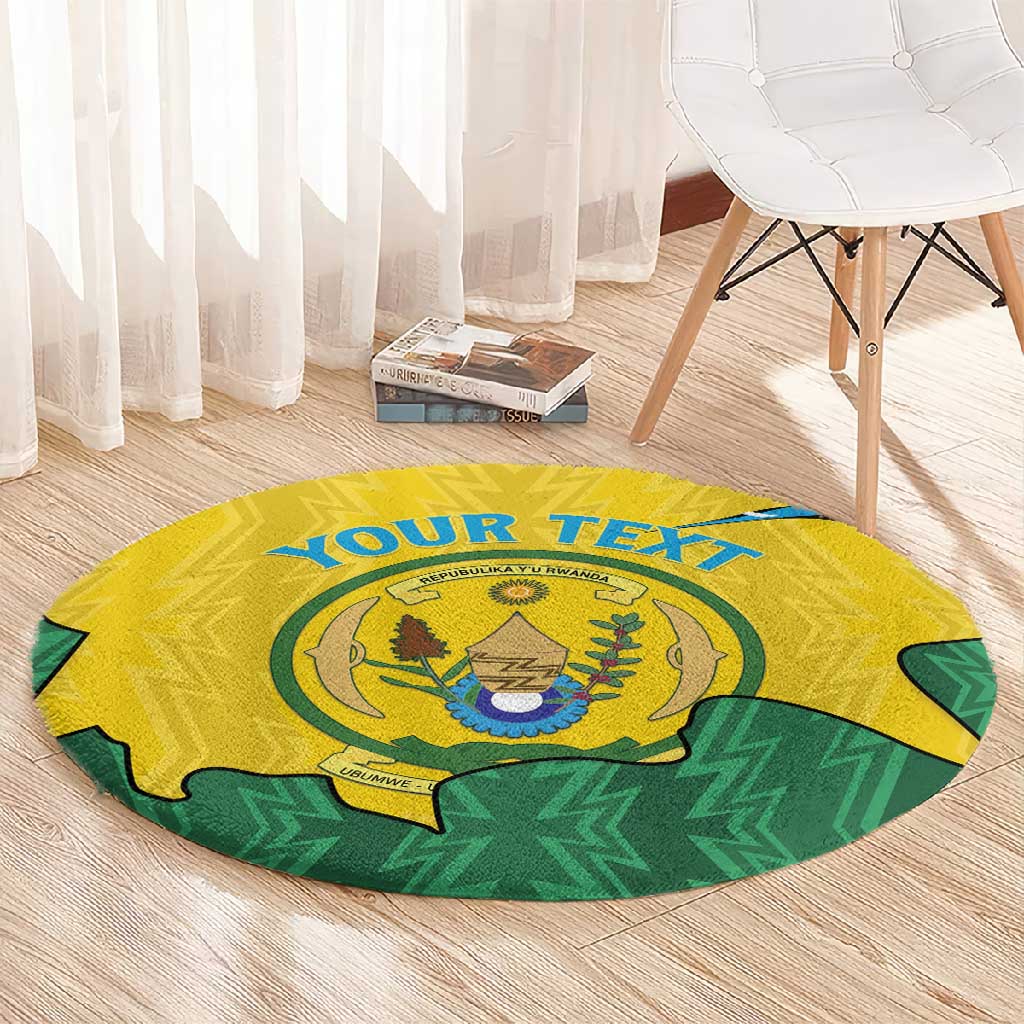 Personalized Jamhuri ya Rwanda Round Carpet Coat Of Arms Imigongo Pattern LT15