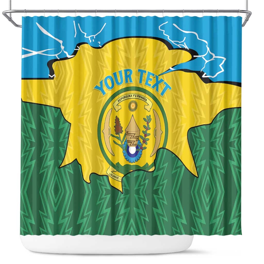 Personalized Rwanda Shower Curtain Coat Of Arms Imigongo Pattern - Sporty Style LT15
