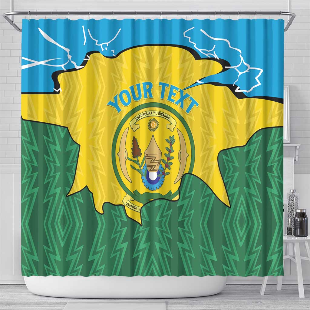 Personalized Rwanda Shower Curtain Coat Of Arms Imigongo Pattern - Sporty Style LT15