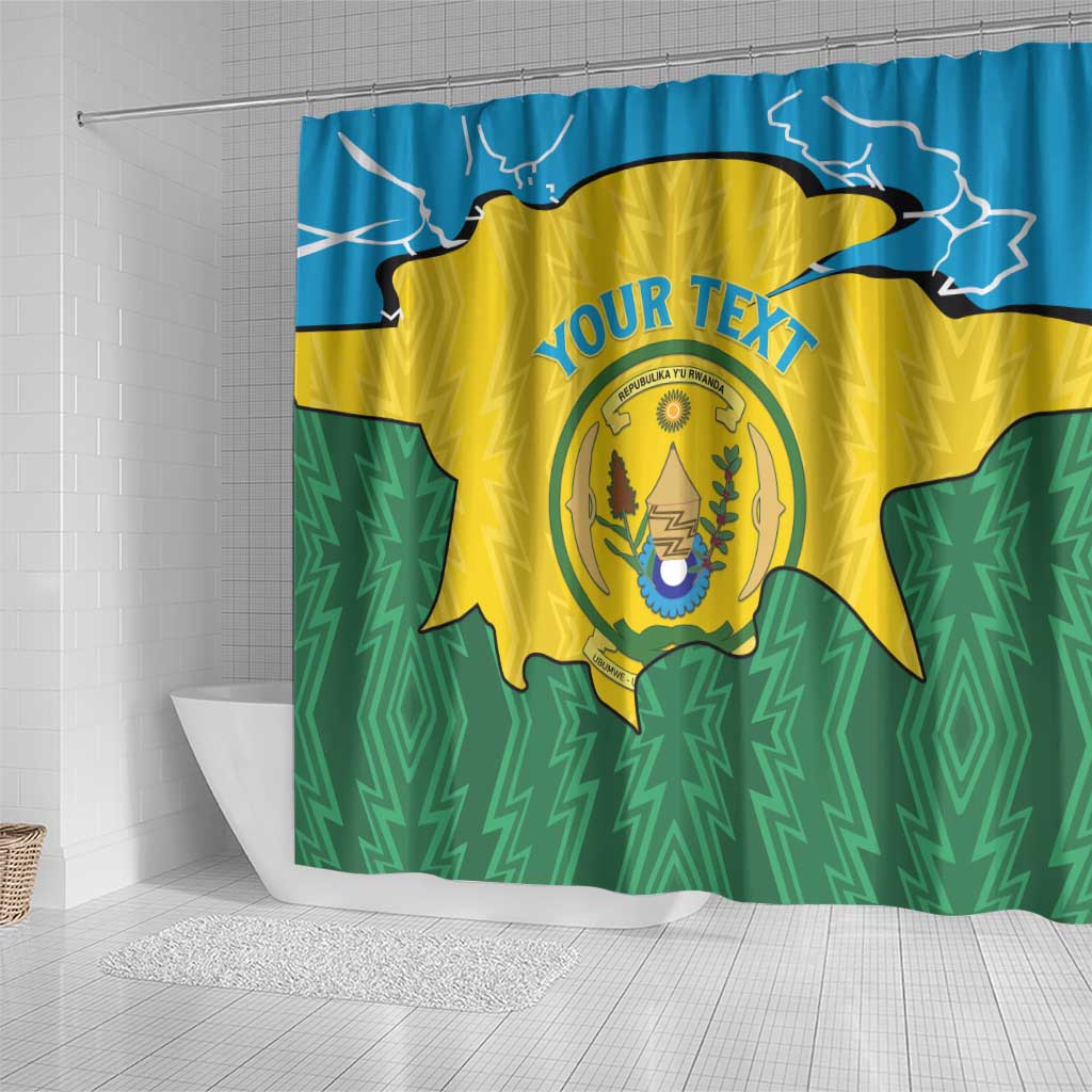 Personalized Rwanda Shower Curtain Coat Of Arms Imigongo Pattern - Sporty Style LT15