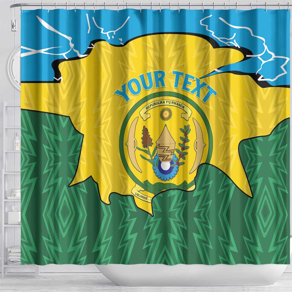 Personalized Rwanda Shower Curtain Coat Of Arms Imigongo Pattern - Sporty Style LT15