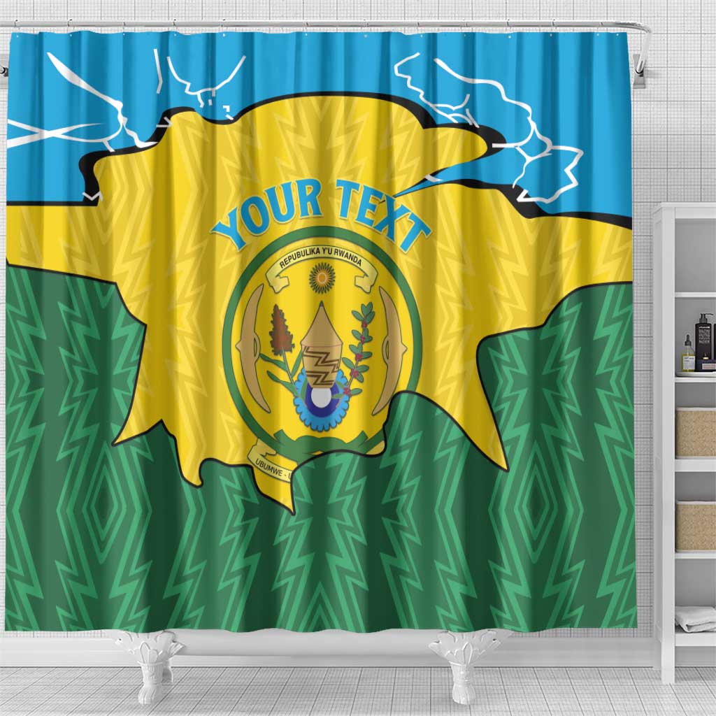 Personalized Rwanda Shower Curtain Coat Of Arms Imigongo Pattern - Sporty Style LT15