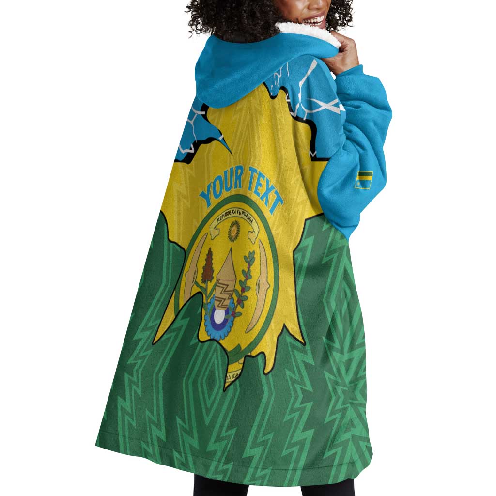Personalized Jamhuri ya Rwanda Wearable Blanket Hoodie Coat Of Arms Imigongo Pattern LT15