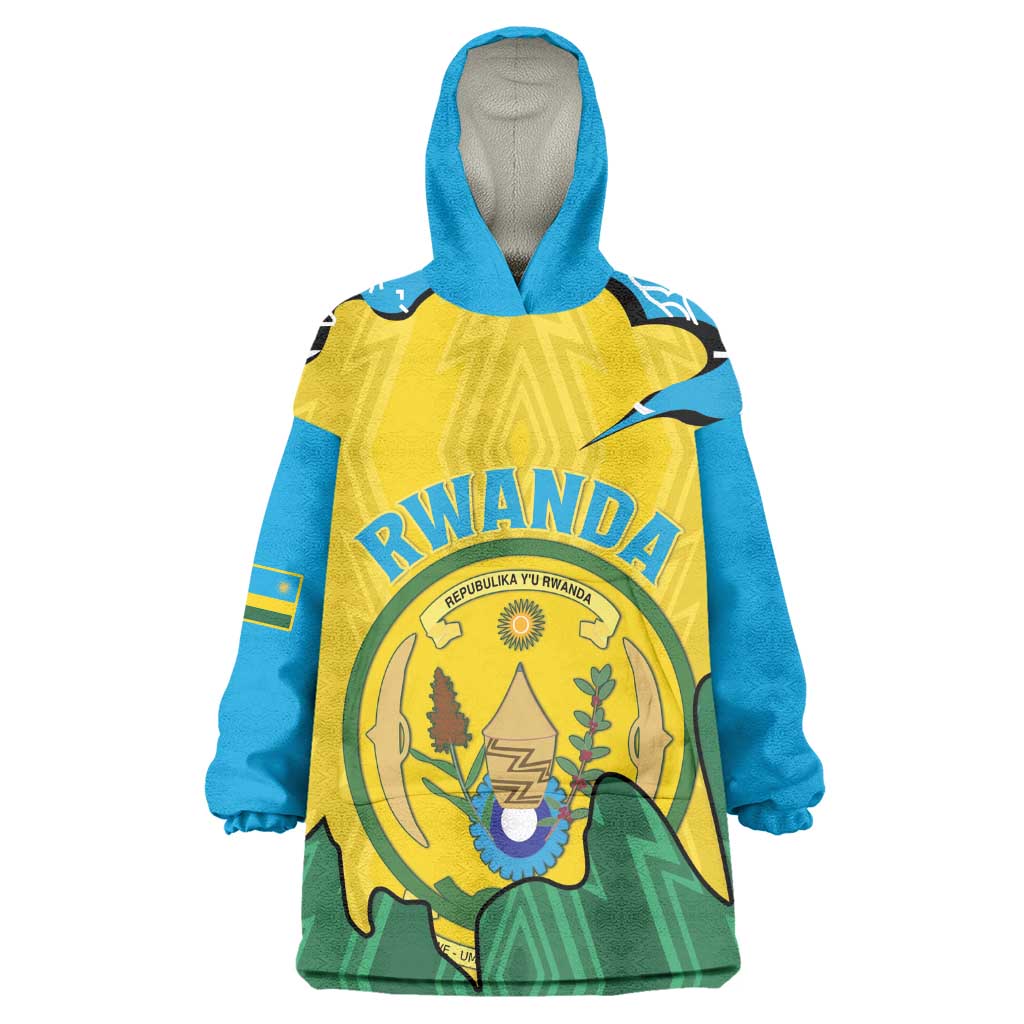 Personalized Jamhuri ya Rwanda Wearable Blanket Hoodie Coat Of Arms Imigongo Pattern LT15