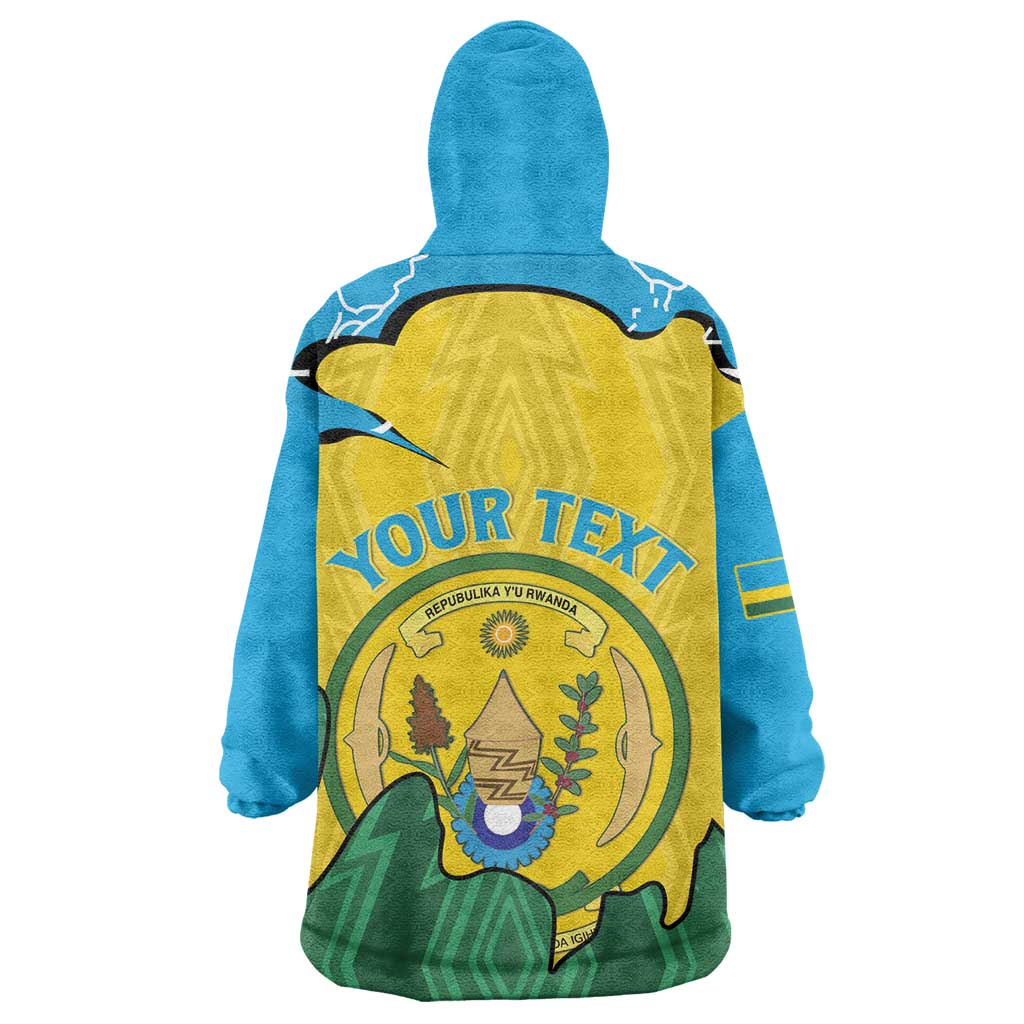 Personalized Jamhuri ya Rwanda Wearable Blanket Hoodie Coat Of Arms Imigongo Pattern LT15