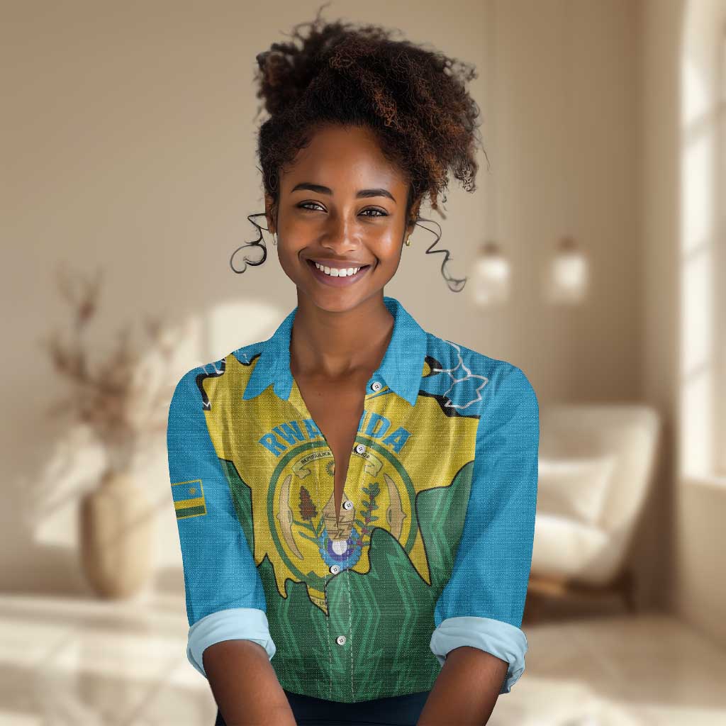 Personalized Jamhuri ya Rwanda Women Casual Shirt Coat Of Arms Imigongo Pattern LT15