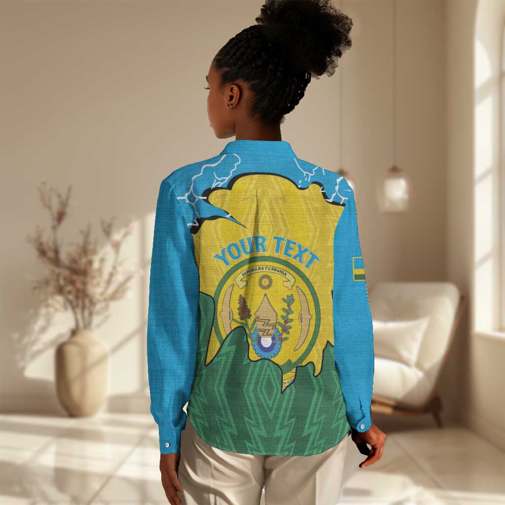 Personalized Jamhuri ya Rwanda Women Casual Shirt Coat Of Arms Imigongo Pattern LT15